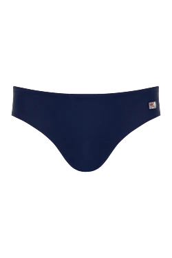 Men's blue swimming trunks made of polyamide and elastane.