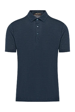 Men's blue linen polo shirt