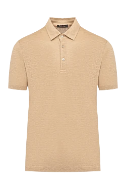 Men's beige linen polo shirt