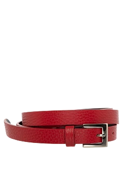 Women's red belt made of genuine leather