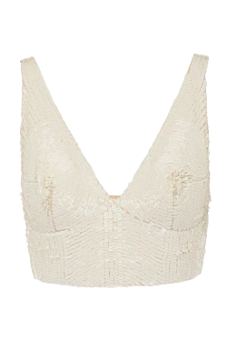 Women's beige top made of polyamide and elastane.