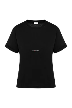 Women's black T-shirt made of cotton