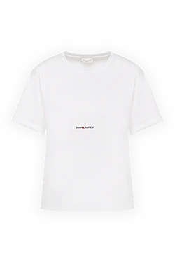 Women's white cotton T-shirt with logo