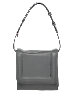 Women's bag, gray, made of genuine leather