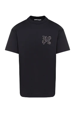 Men's black cotton T-shirt with logo