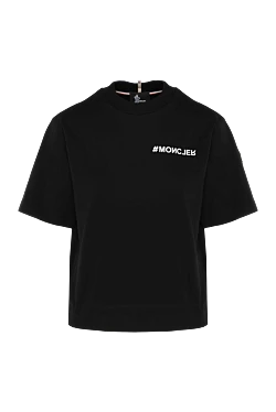 Women's black T-shirt with a logo