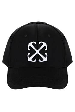 Men's black cotton cap with logo