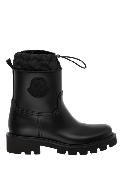 Women's rubber boots black with embossed soles