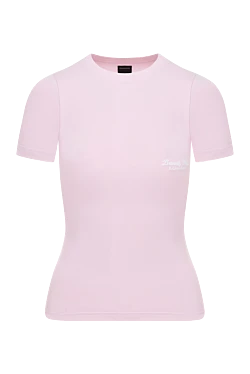 Women's pink cotton T-shirt with logo