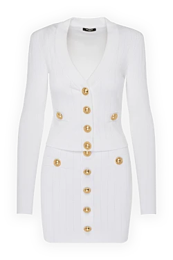 White knitted suit with skirt