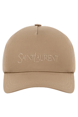 Men's beige cap made of cotton and linen