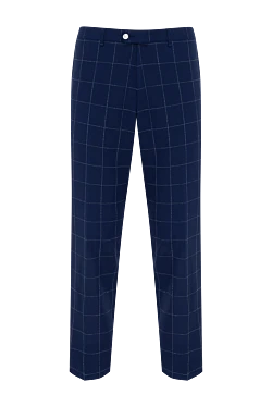 Men's blue checkered wool trousers
