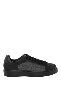 Men's gray suede and textile sneakers.