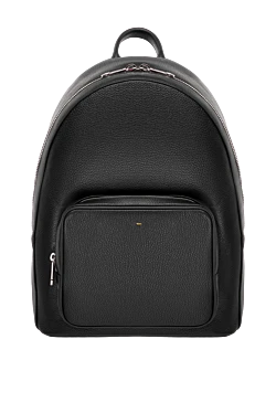 Men's black backpack made of genuine leather