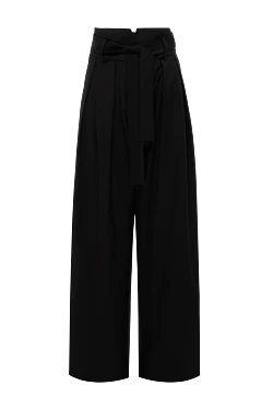 Women's wide trousers with ties with a belt black