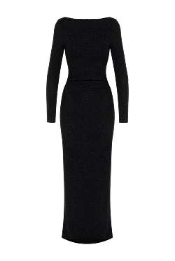 Black knitted dress with an open back