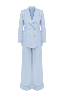 Women's blue double-breasted suit with trousers