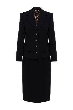 Black wool women's costume with midi skirt