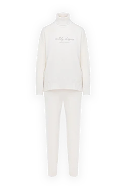 Soft sports suit with a high collar white women's