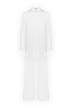 Lightweight silk suit with trousers for women white