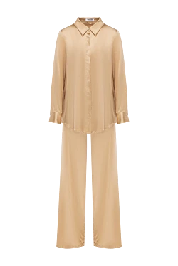 Lightweight silk suit with trousers for women orange