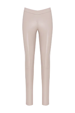 Beige leather leggings for women.