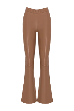 Women's leather bell-bottom pants brown