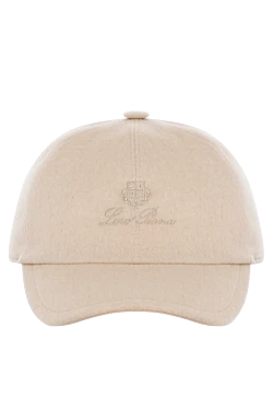 Men's beige cashmere baseball cap with logo