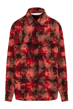 Women's red and black checkered shirt with logo