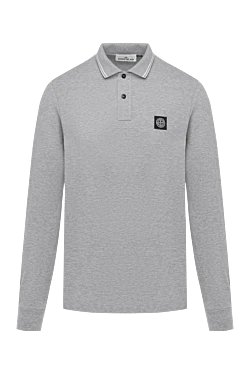 Gray melange polo with long sleeves for men