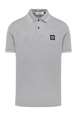 Gray men's polo melange with logo