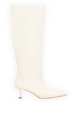 White leather boots with low heels