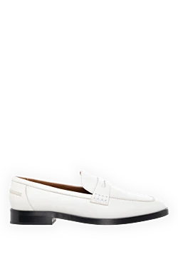 Women's white leather loafers