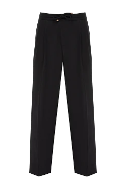 Men's black wool trousers with drawstring