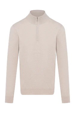 Beige men's wool troyer with zipper