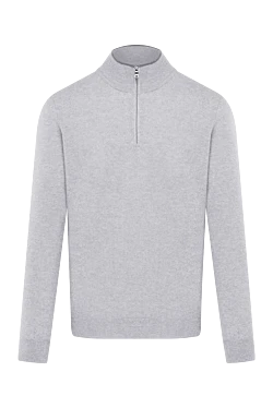 Gray men's wool troyer with zipper