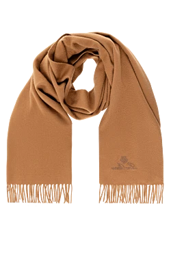 Men's brown cashmere scarf with fringe