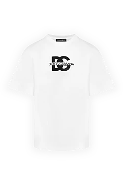 Men's white cotton T-shirt with logo