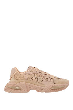 Airmaster sneakers in lace with calfskin details, beige