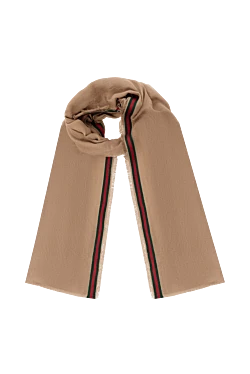 Men's beige scarf with fringe