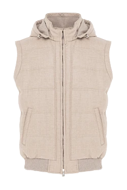 Бежевий чоловічий жилет із кашеміру з капюшоном