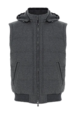 Кашеміровий темно-сірий жилет з капюшоном на блискавці