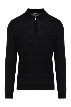 Мужское поло в ромбы на молнии с длинными рукавами