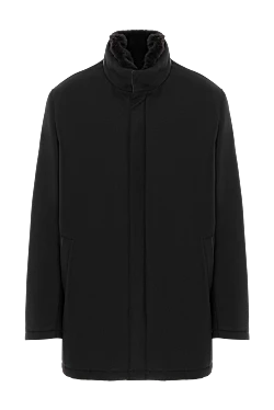Парка з хутряним коміром з кашеміру та вовни у чорному кольорі.