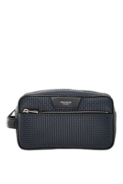 Toiletry bag made of genuine leather with Stepan coating, blue