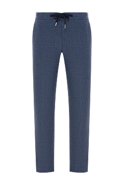Men's blue trousers made of wool, silk and linen