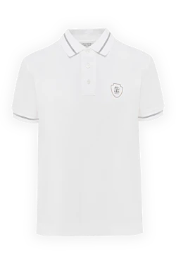 Cotton polo with embroidered coat of arms with emblem women's white