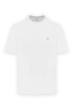 White men's T-shirt with piping and cotton logo