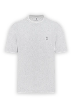 Gray men's T-shirt with edging and cotton logo