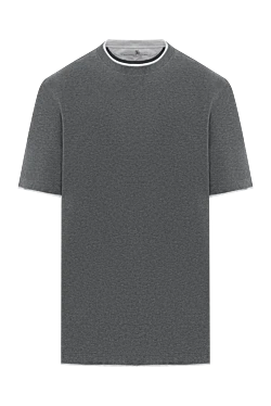 Men's dark gray cotton T-shirt with edging